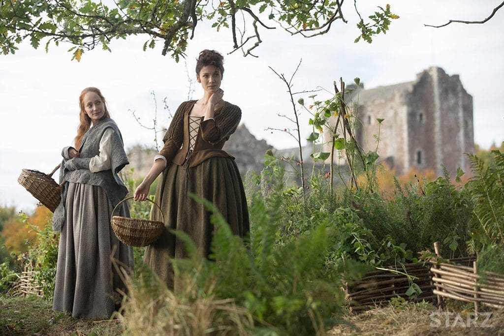 Claire and Gellis Duncan at Castle Leoch from the Outlander series on Starz. - Reasons to watch Outlander 